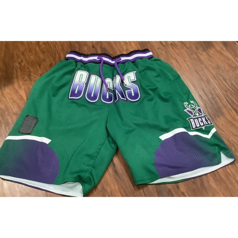 Milwaukee Bucks Just Don Shorts Swingman Green Purple Basketball Sz Medium